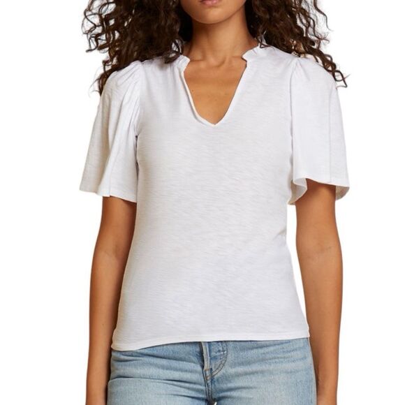 Nation LTD Tierra Flirty Flutter Sleeve Tee in White - Picture 2 of 12